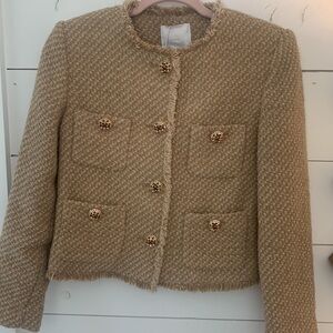 Mango NWT Tweed jacket with jewel buttons in camel size small